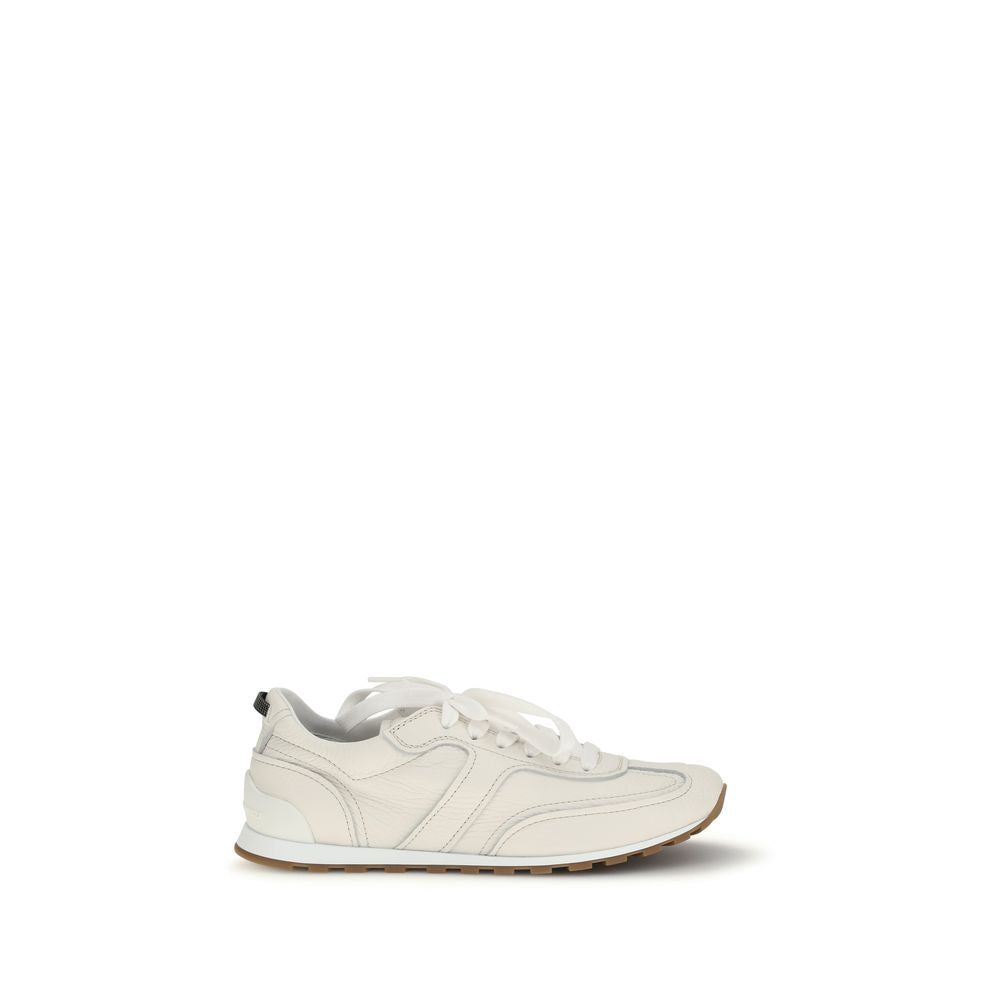 Brunello Cucinelli White Calf Leather Bos Taurus Low Top Sneakers Curated Luxury Accessories by Orvyn