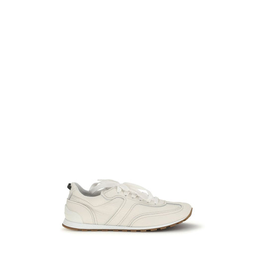 Brunello Cucinelli White Calf Leather Bos Taurus Low Top Sneakers Curated Luxury Accessories by Orvyn