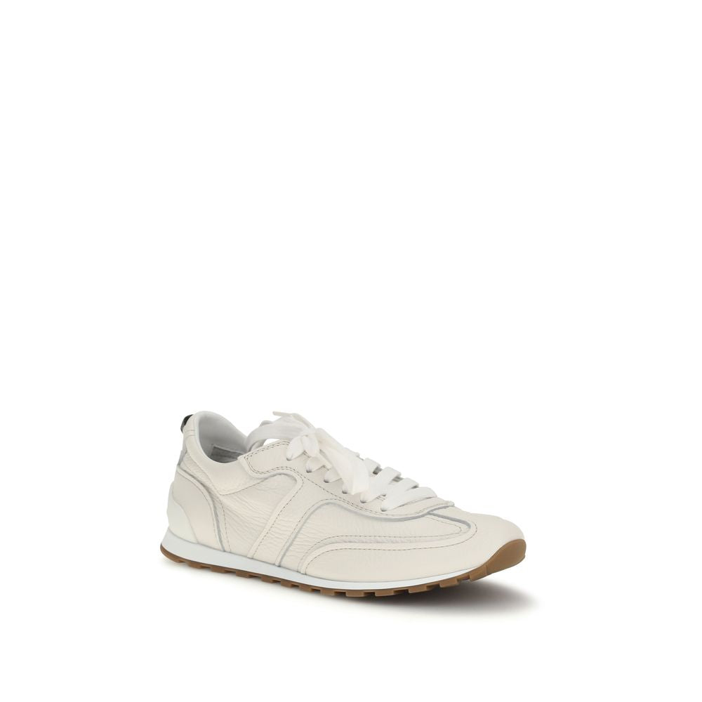 Brunello Cucinelli White Calf Leather Bos Taurus Low Top Sneakers Curated Luxury Accessories by Orvyn