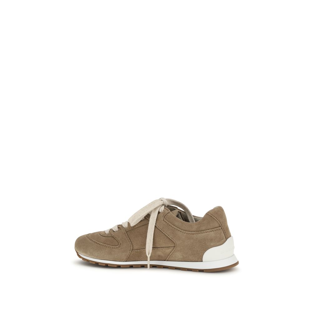 Brunello Cucinelli Beige Calf Leather Bos Taurus Low Top Sneakers Curated Luxury Accessories by Orvyn