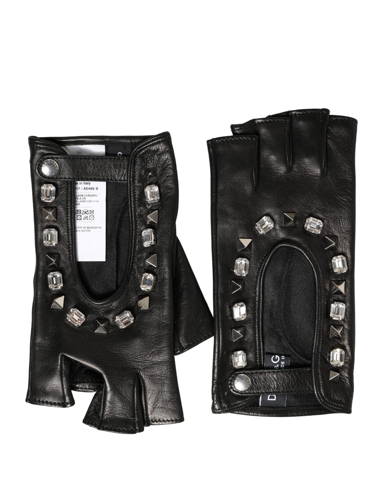 Dolce & Gabbana Women Black Embellished Wrist Length Mitten Gloves Curated Luxury Accessories by Orvyn