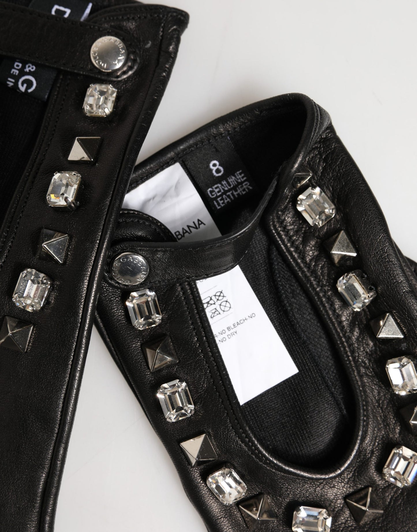 Dolce & Gabbana Women Black Embellished Wrist Length Mitten Gloves Curated Luxury Accessories by Orvyn