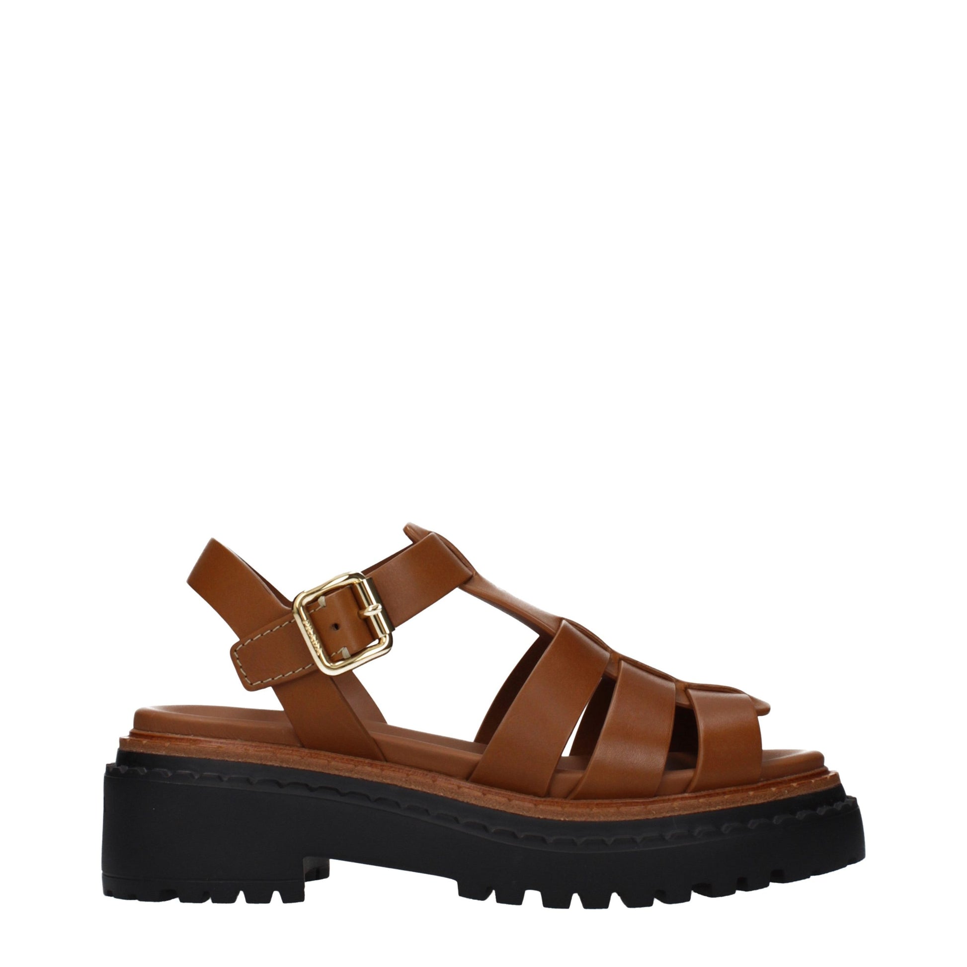 Prada Brown Leather Platform Sandals Curated Luxury Accessories by Orvyn