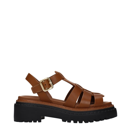 Prada Brown Leather Platform Sandals Curated Luxury Accessories by Orvyn