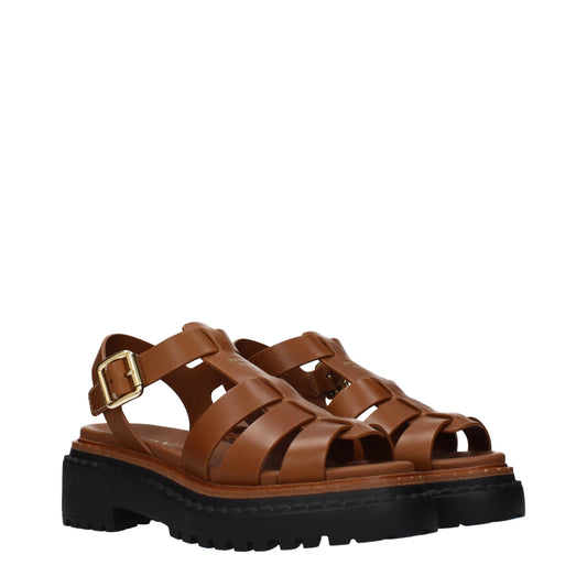 Prada Brown Leather Platform Sandals Curated Luxury Accessories by Orvyn