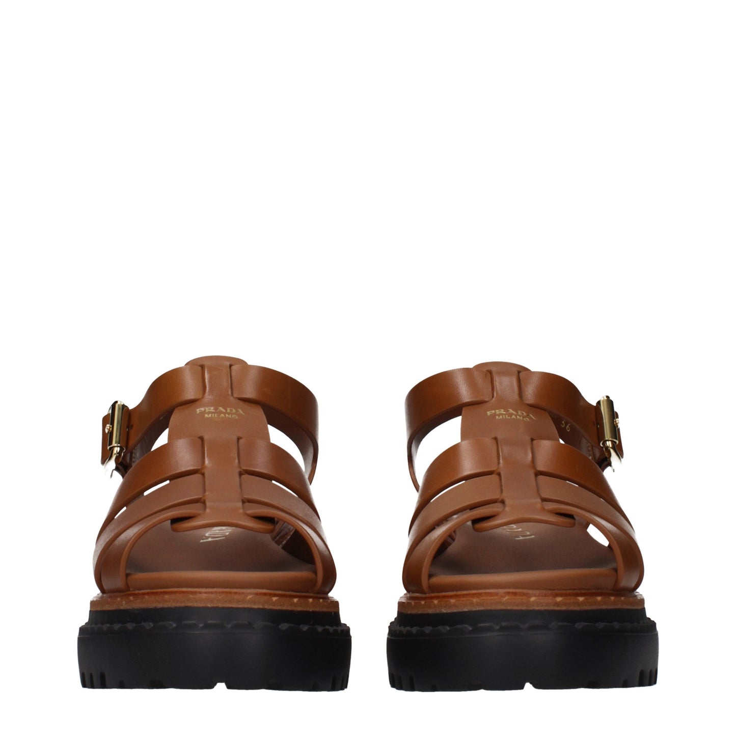 Prada Brown Leather Platform Sandals Curated Luxury Accessories by Orvyn