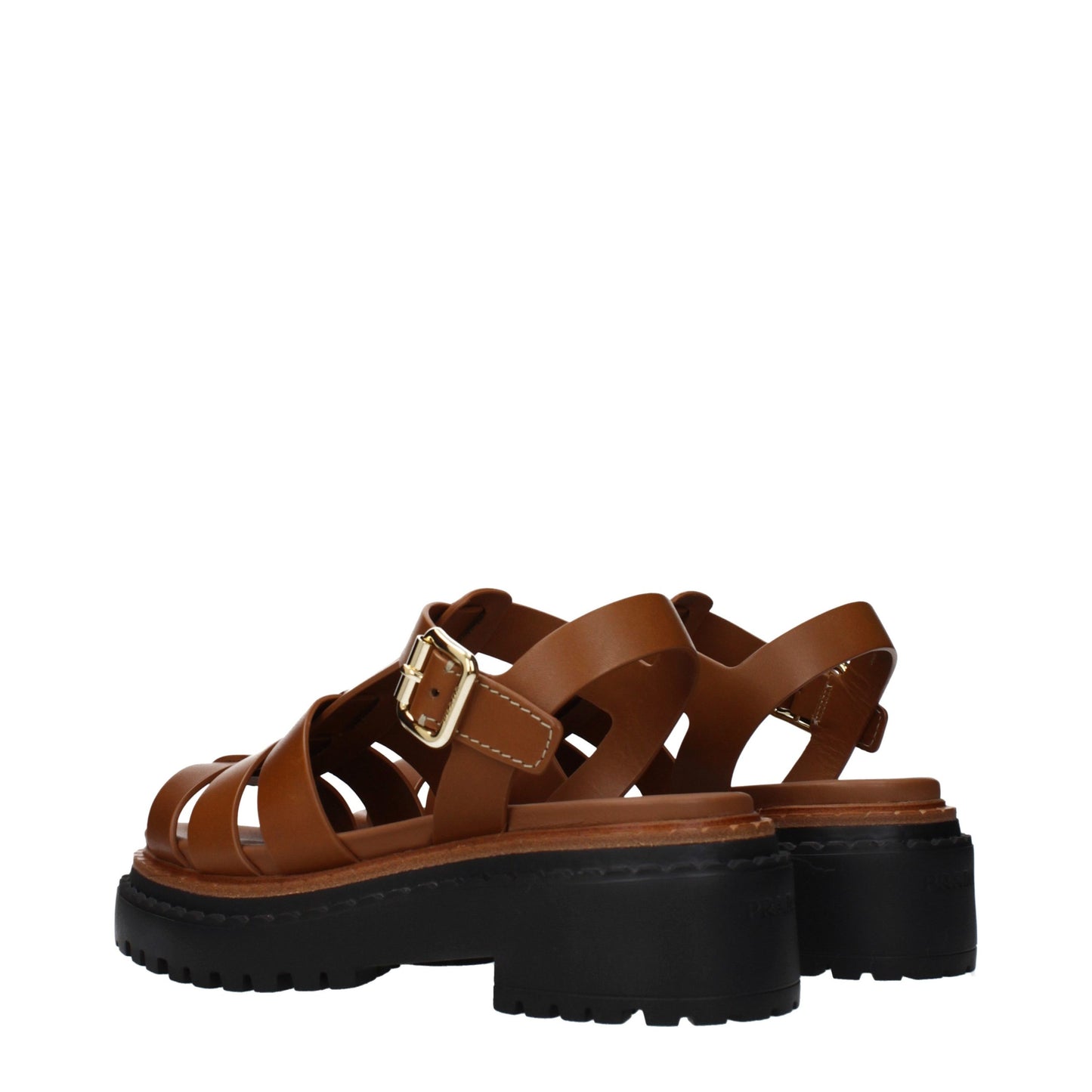 Prada Brown Leather Platform Sandals Curated Luxury Accessories by Orvyn
