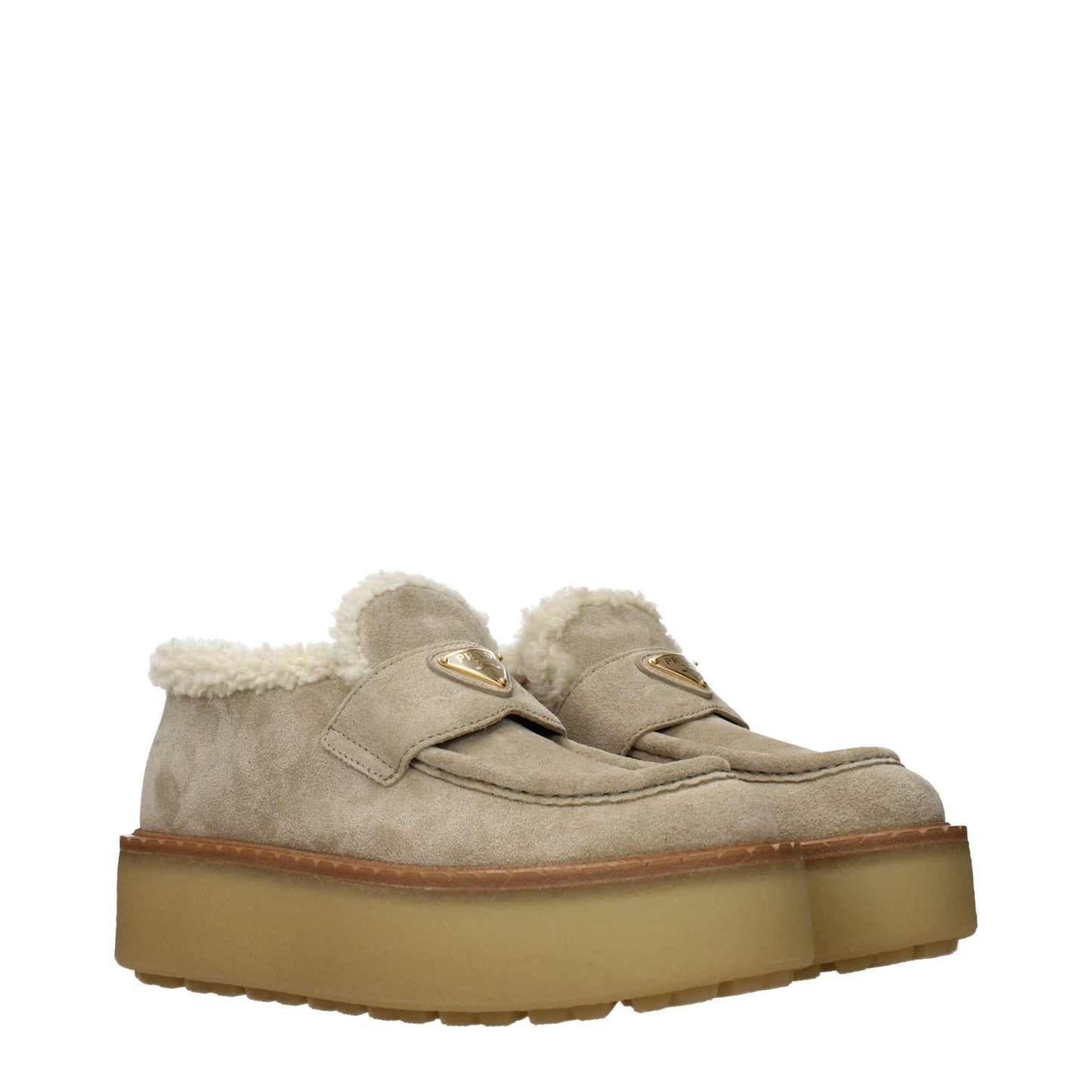 Prada Beige Leather Platform Loafers Curated Luxury Accessories by Orvyn