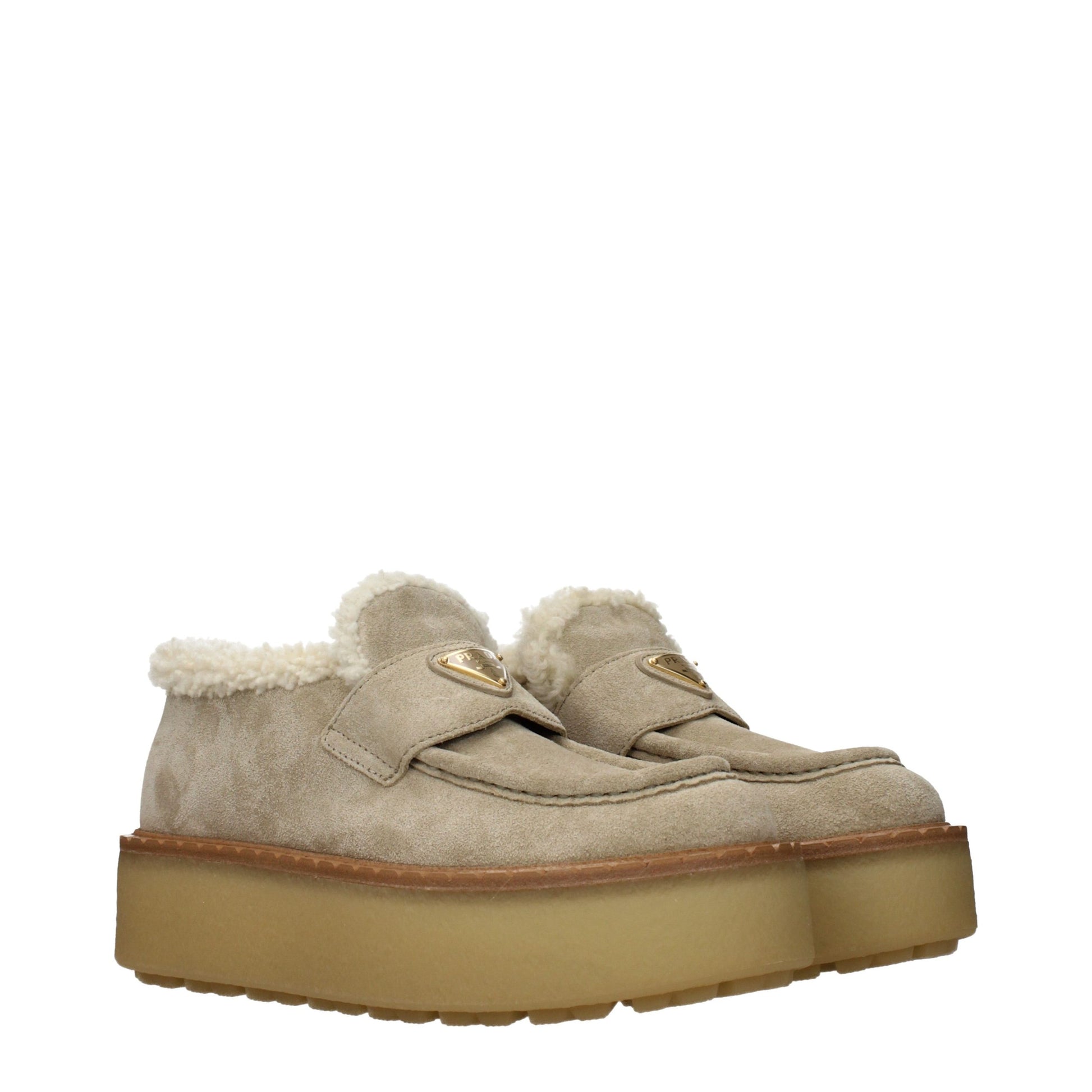 Prada Beige Leather Platform Loafers Curated Luxury Accessories by Orvyn