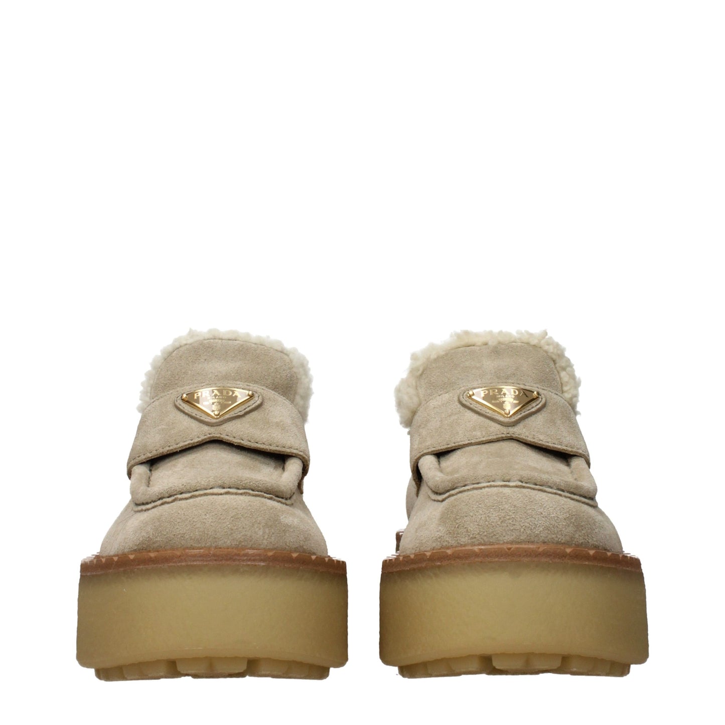 Prada Beige Leather Platform Loafers Curated Luxury Accessories by Orvyn