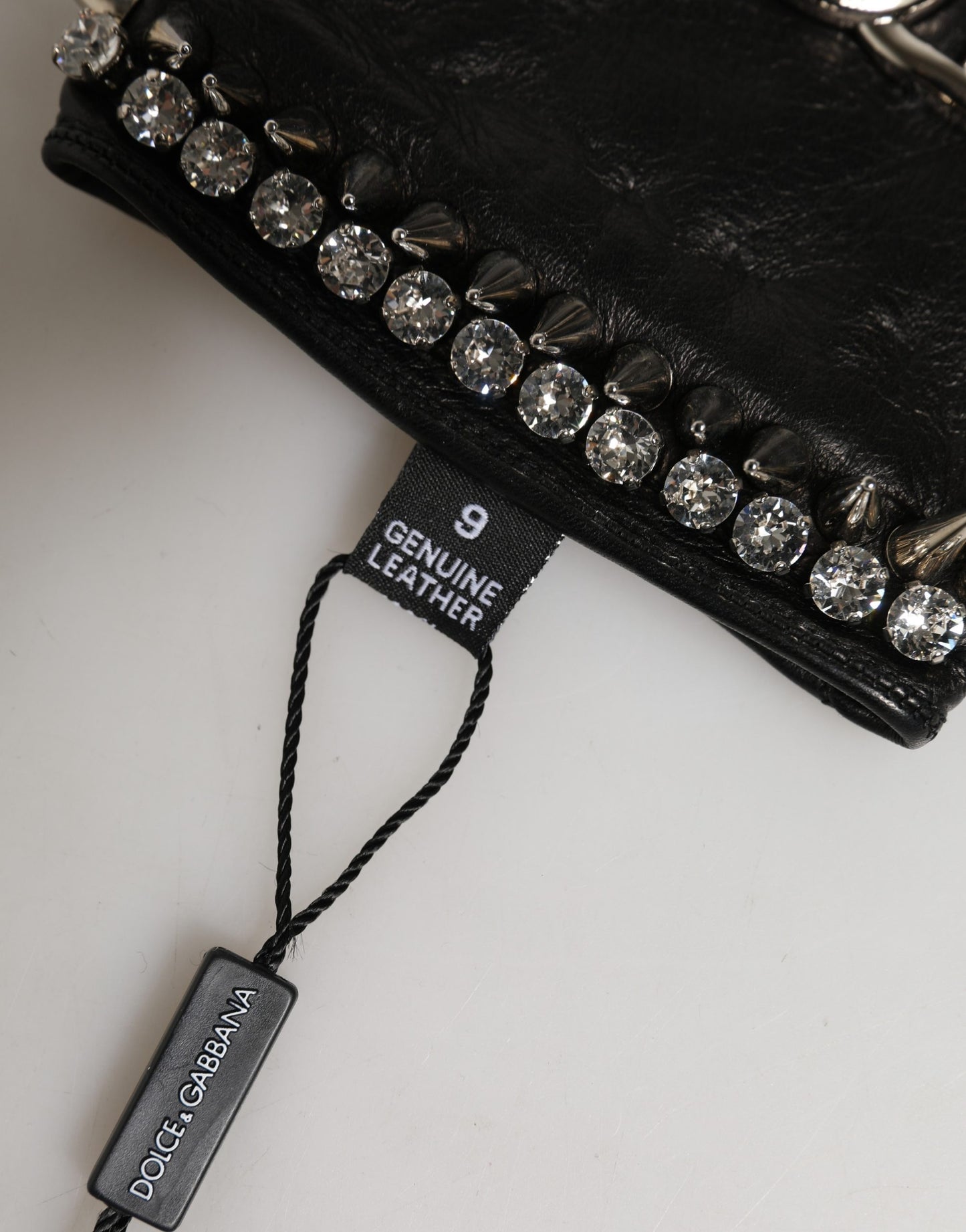 Dolce & Gabbana Women Black Embellished Wrist Length Mitten Gloves Curated Luxury Accessories by Orvyn
