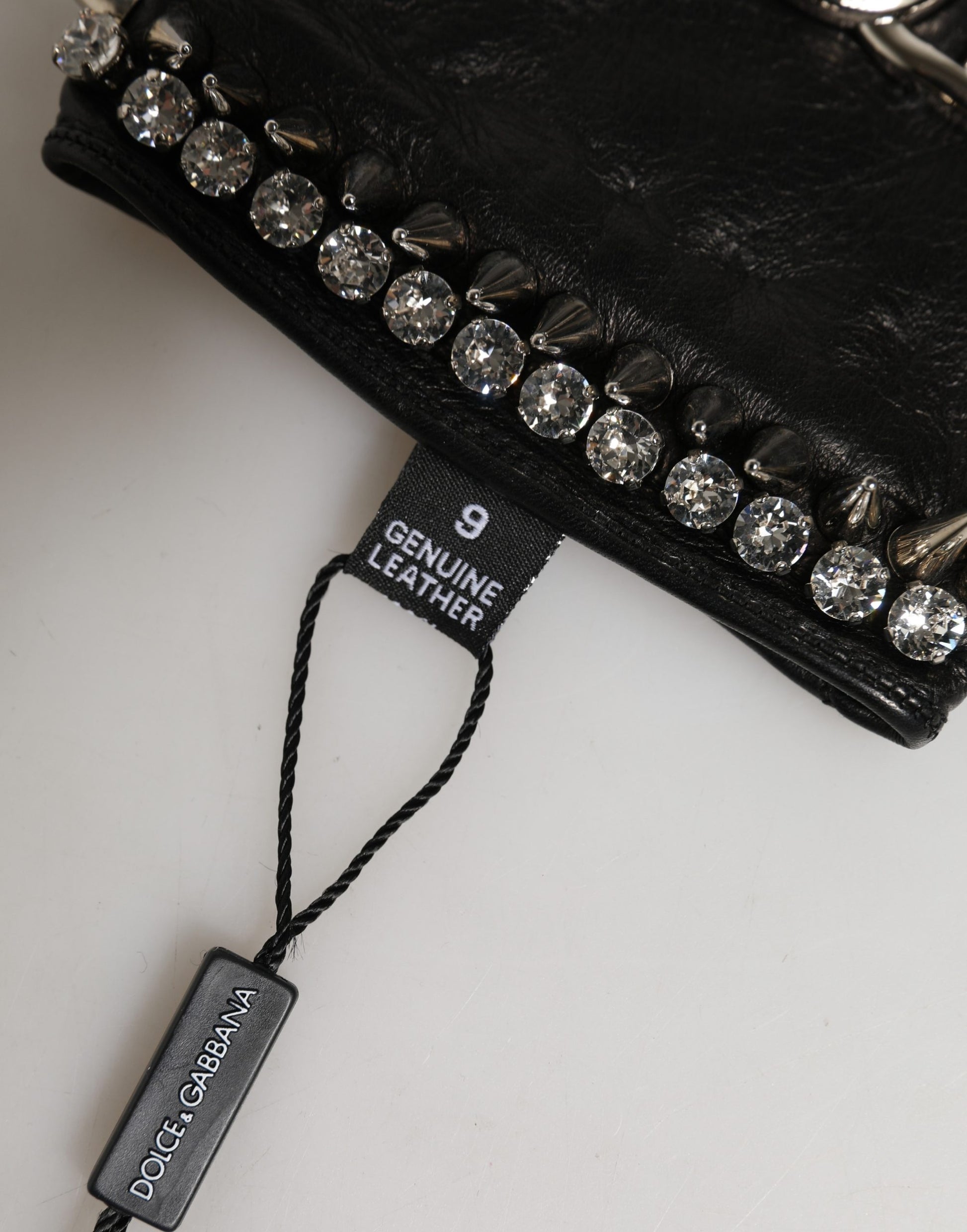 Dolce & Gabbana Women Black Embellished Wrist Length Mitten Gloves Curated Luxury Accessories by Orvyn