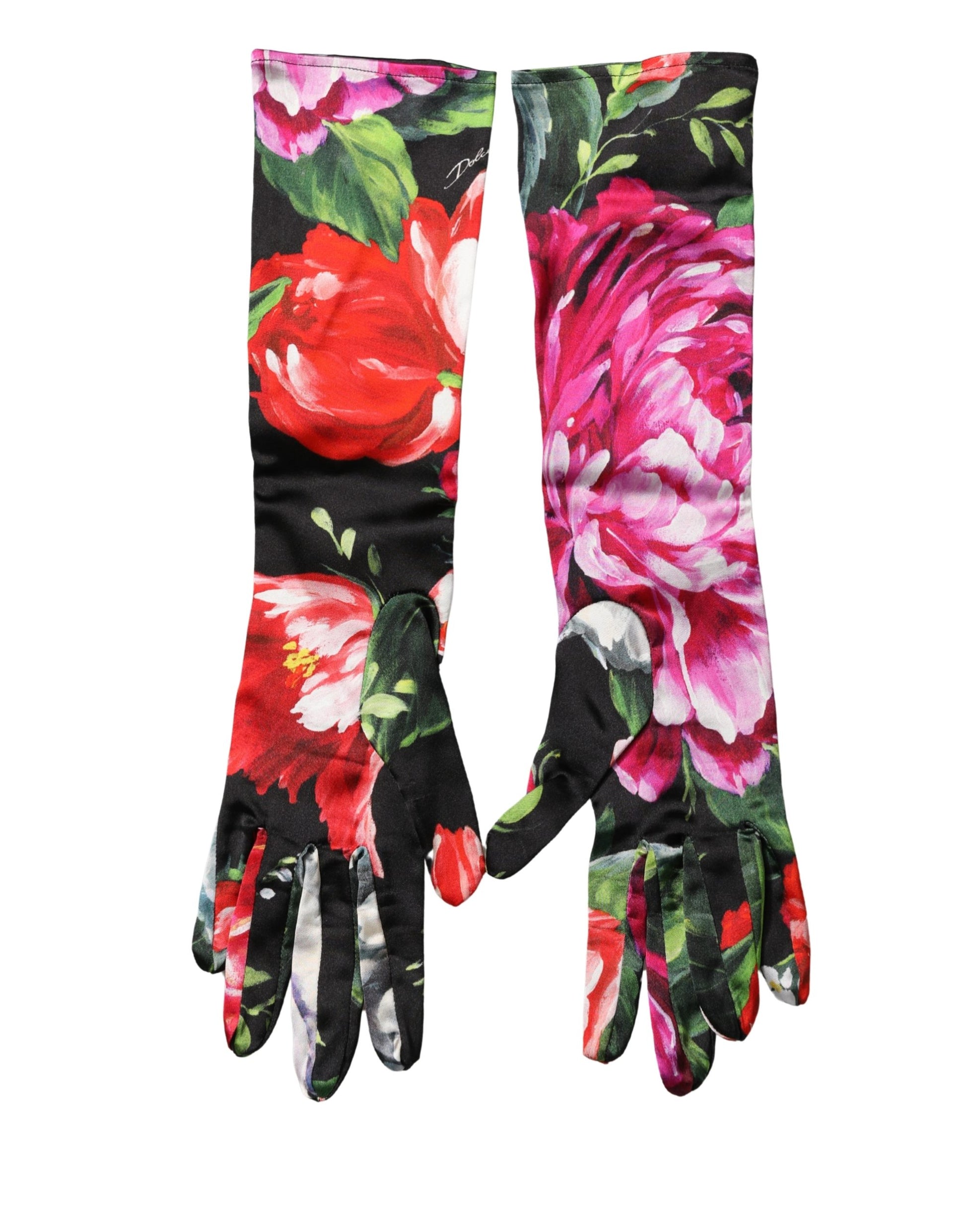 Dolce & Gabbana Multicolor Floral Print Elbow Length Women Gloves Curated Luxury Accessories by Orvyn