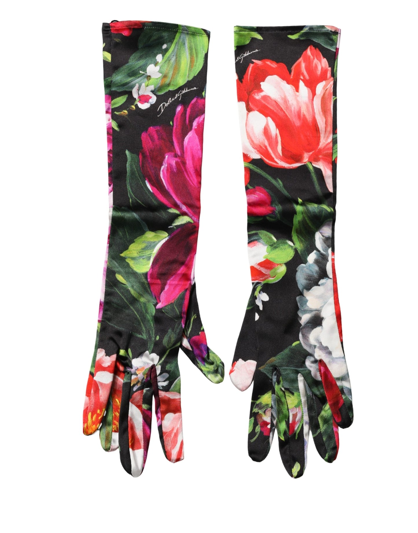 Dolce & Gabbana Multicolor Floral Print Elbow Length Women Gloves Curated Luxury Accessories by Orvyn