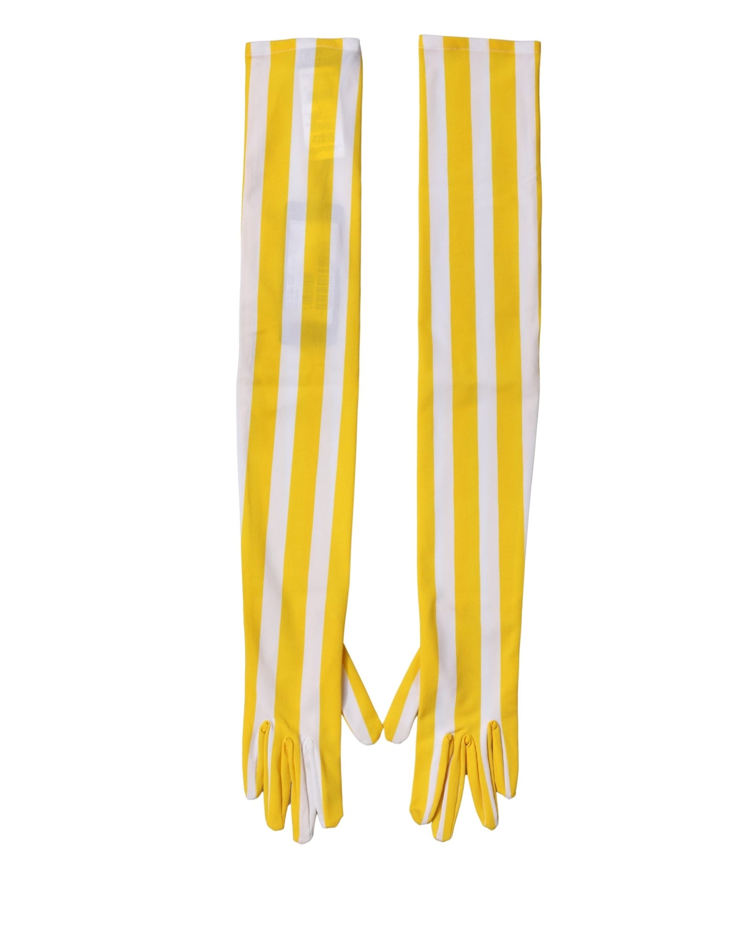 Dolce & Gabbana Yellow White Stripes Nylon Elbow Length Women Gloves Curated Luxury Accessories by Orvyn
