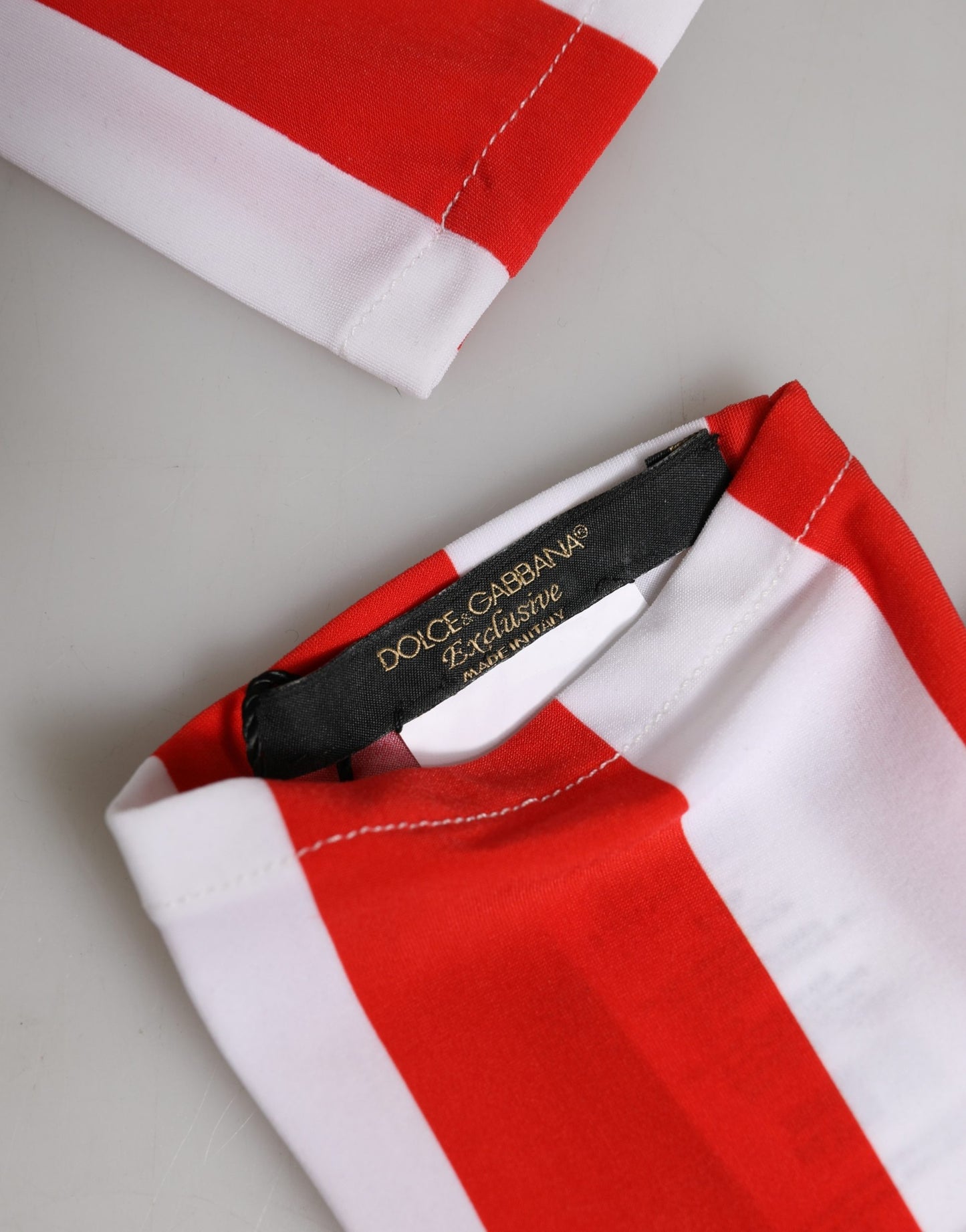 Dolce & Gabbana Red White Stripes Nylon Elbow Length Women Gloves Curated Luxury Accessories by Orvyn