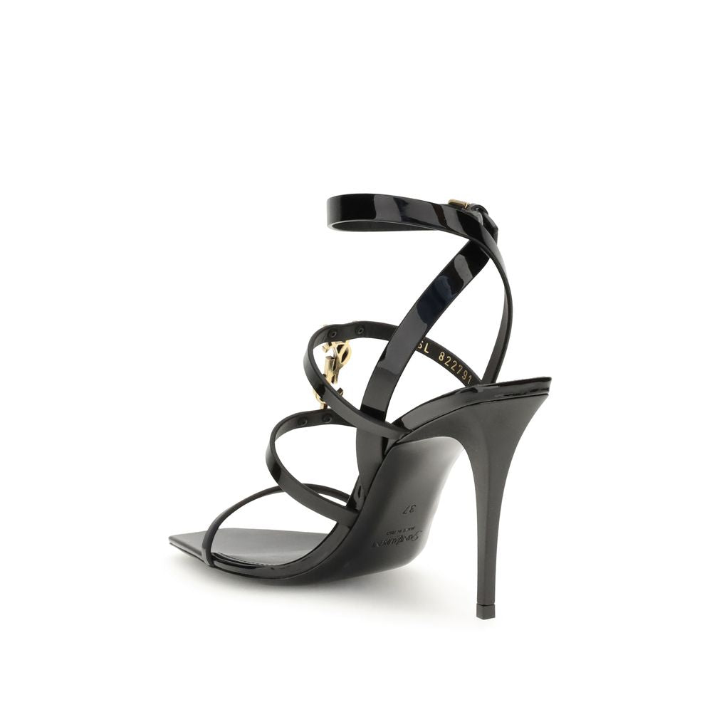 Saint Laurent Black Cassandra Sandals