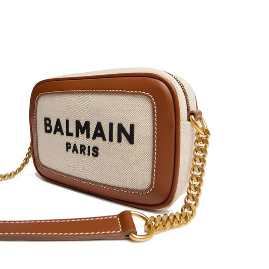 Balmain Brown Cotton Shoulder Bag Curated Luxury Accessories by Orvyn