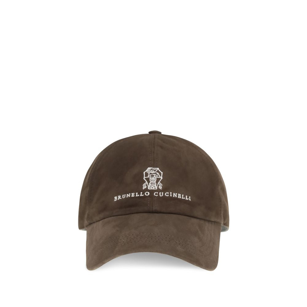 Brunello Cucinelli Brown Calf Leather Bos Taurus Cap (Baseball Hat) Curated Luxury Accessories by Orvyn