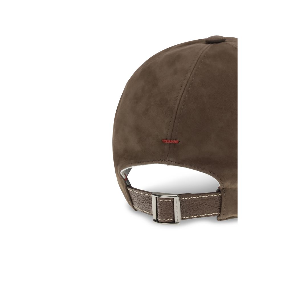 Brunello Cucinelli Brown Calf Leather Bos Taurus Cap (Baseball Hat) Curated Luxury Accessories by Orvyn