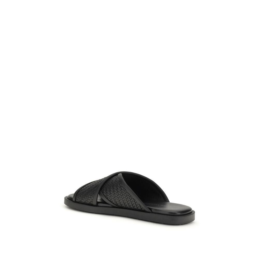 Ferragamo Black Calf Leather Bos Taurus Sandals Curated Luxury Accessories by Orvyn