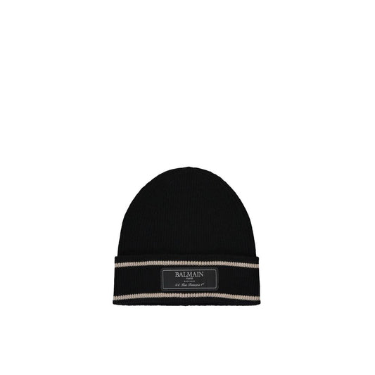 Balmain Black Merino Wool Beanie Curated Luxury Accessories by Orvyn