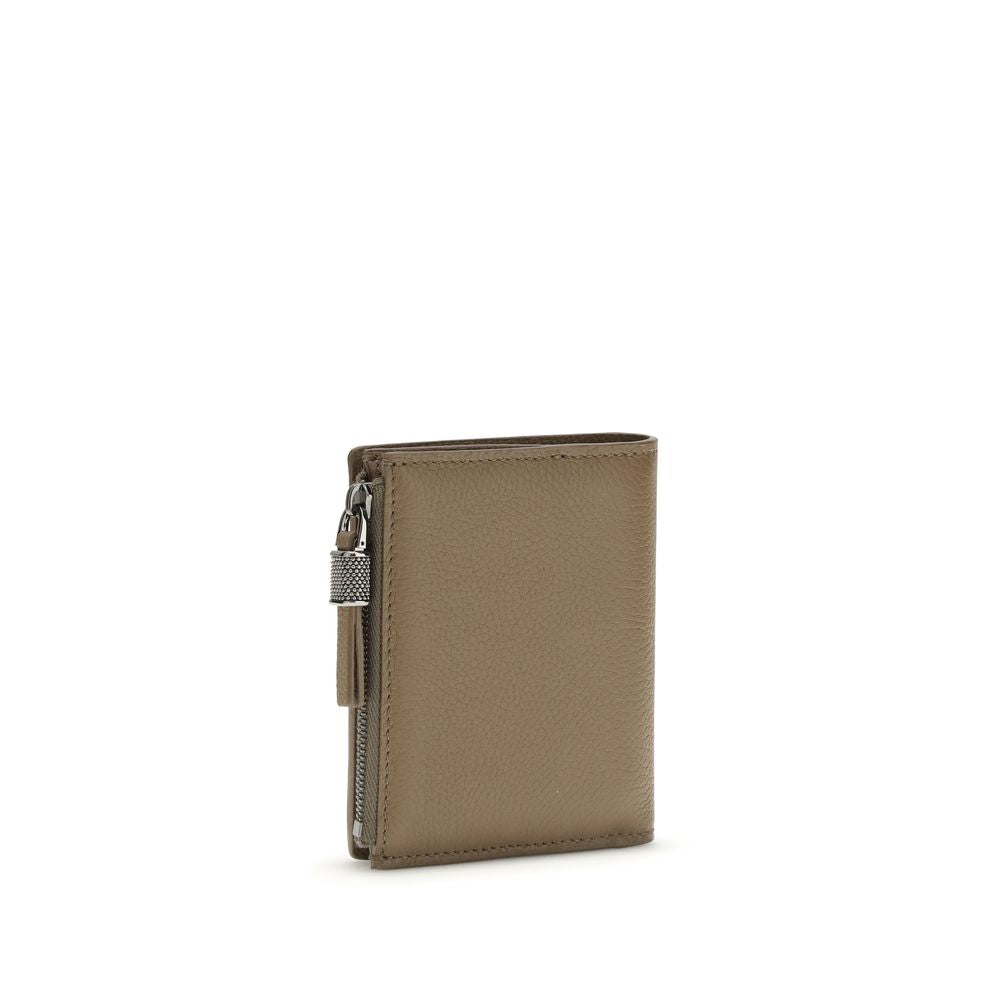 Brunello Cucinelli Beige Calf Leather Bos Taurus Wallet Curated Luxury Accessories by Orvyn