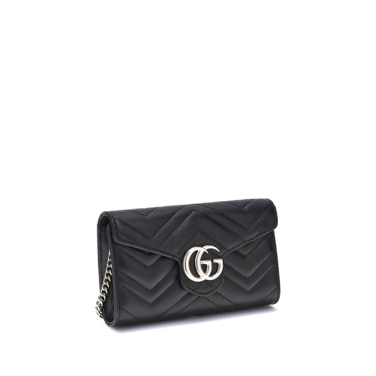 Gucci Black GG Marmont Wallet with chain