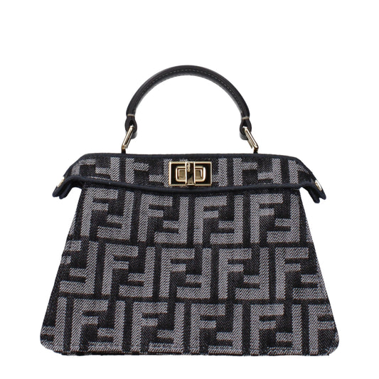 Fendi Peekaboo ISeeU Petite Black FF Jacquard Fabric Bag curated by orvyn luxury accessories