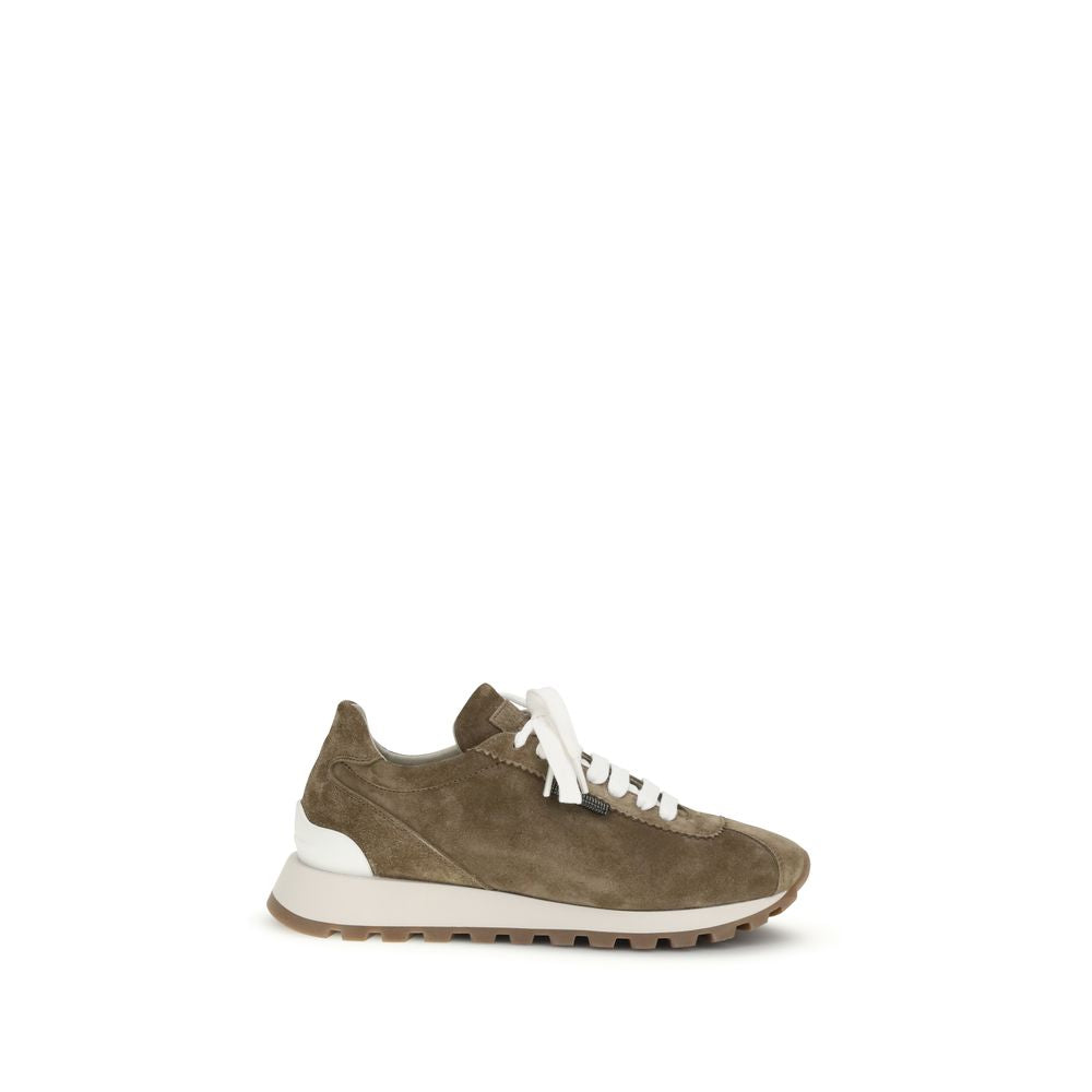 Brunello Cucinelli Brown Calf Leather Bos Taurus Platform Sneakers Curated Luxury Accessories by Orvyn