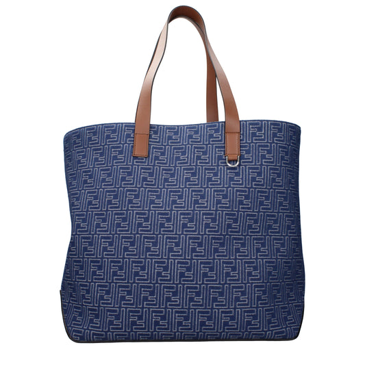 Fendi FF Jacquard Denim-Effect Blue Fabric Tote Bag curated by orvyn luxury accessories