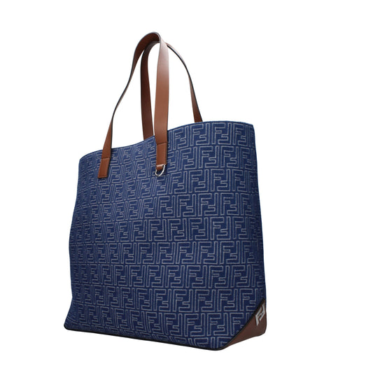 Fendi FF Jacquard Denim-Effect Blue Tote Bag