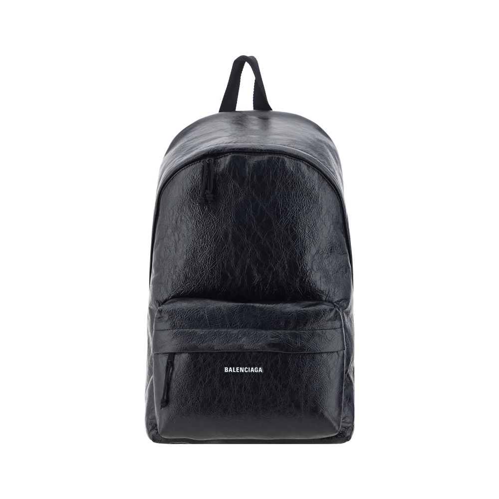 Balenciaga Black Explorer Leather Backpack schwarz