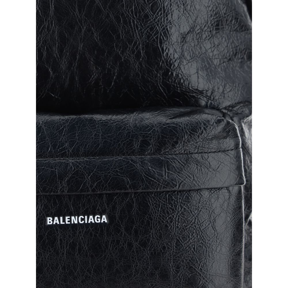 Balenciaga Black Explorer Leather Backpack schwarz