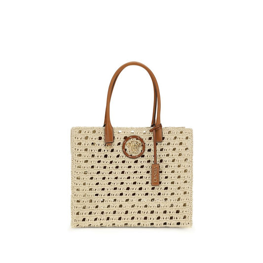 Versace Beige Cotton Shoulder Bag Curated Luxury Accessories by Orvyn