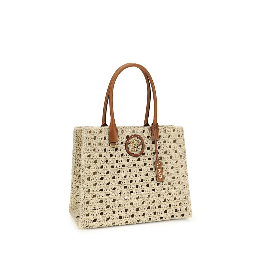 Versace Beige Cotton Shoulder Bag Curated Luxury Accessories by Orvyn