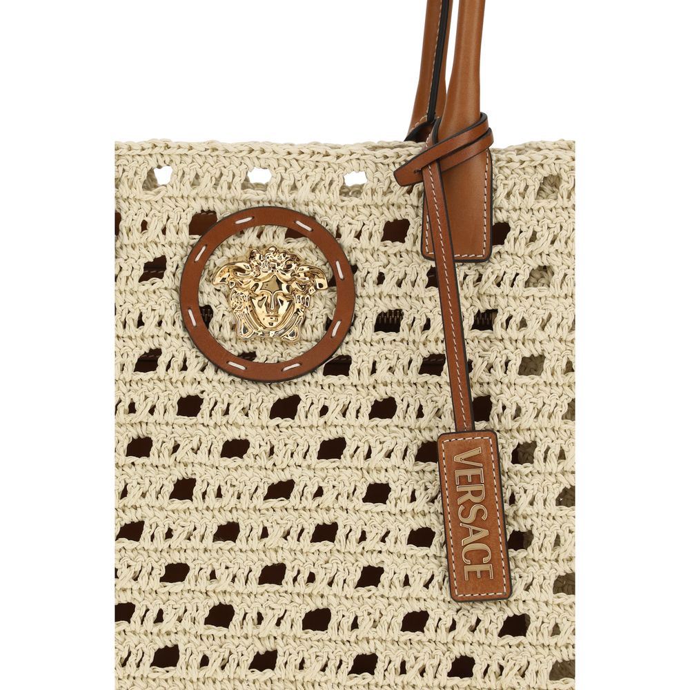 Versace Beige Cotton Shoulder Bag Curated Luxury Accessories by Orvyn