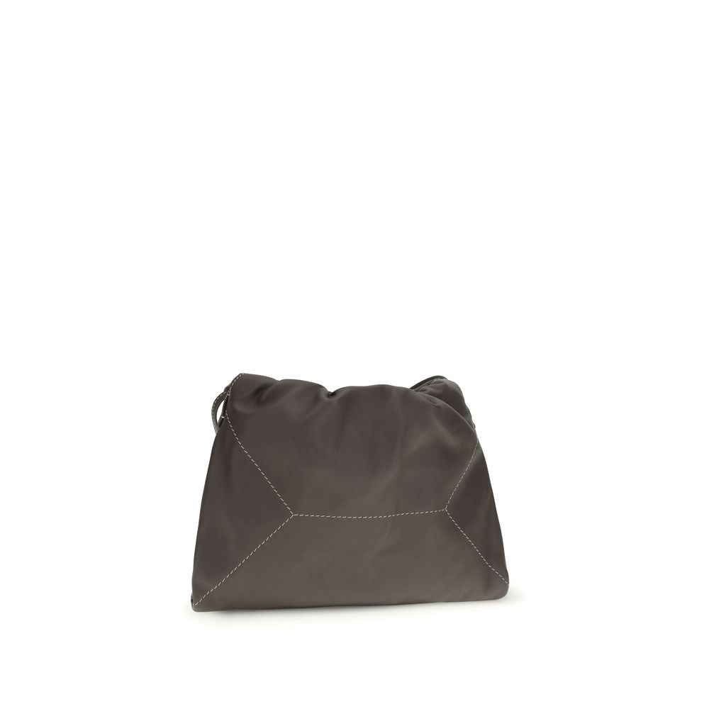 Brunello Cucinelli Brown Calf Leather Bos Taurus Shoulder Bag Curated Luxury Accessories by Orvyn
