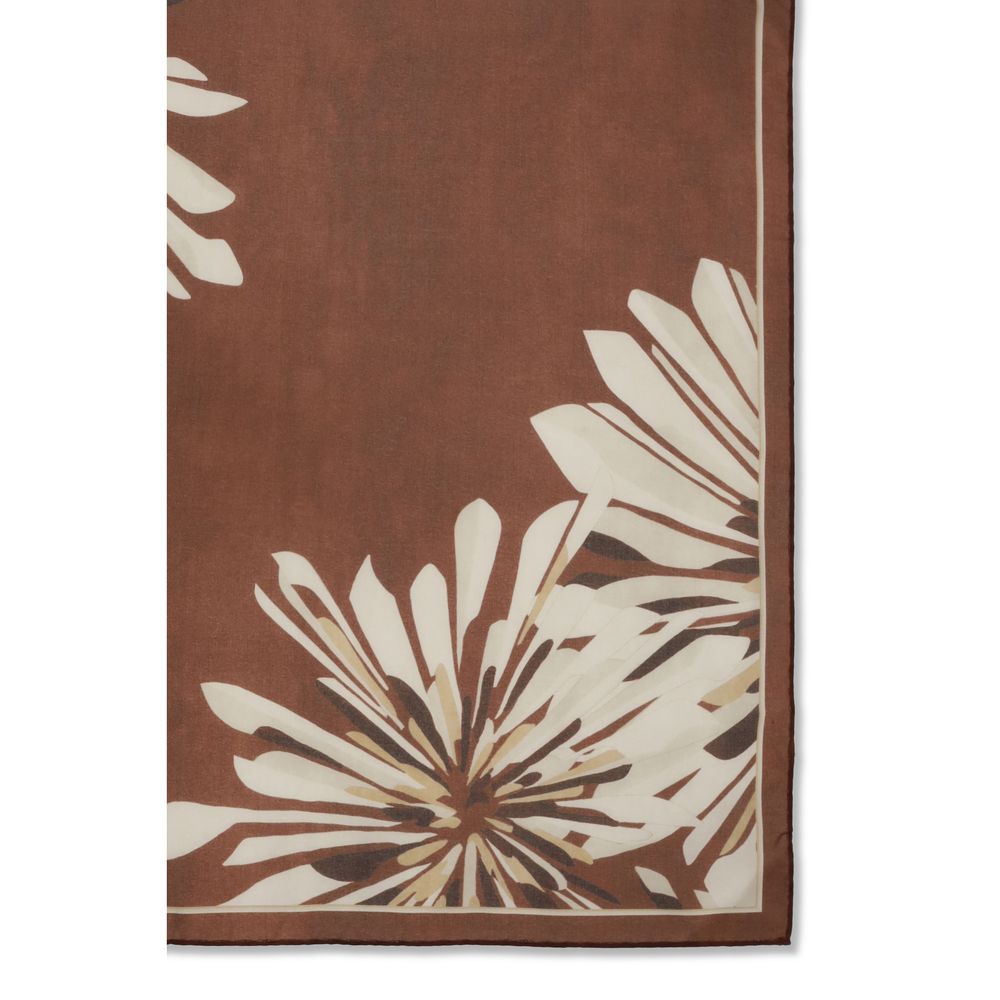 Brunello Cucinelli Bordeaux Bloom Print Silk Pongée Scarf