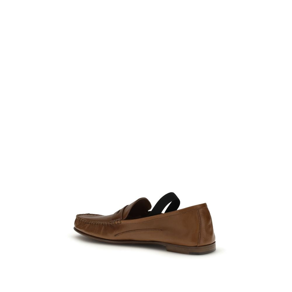 Versace Brown Lamb Ovis Aries Aries Slip-On Loafers Curated Luxury Accessories by Orvyn