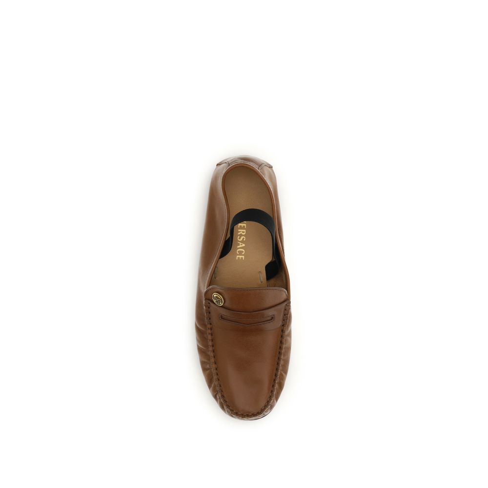 Versace Brown Lamb Ovis Aries Aries Slip-On Loafers Curated Luxury Accessories by Orvyn