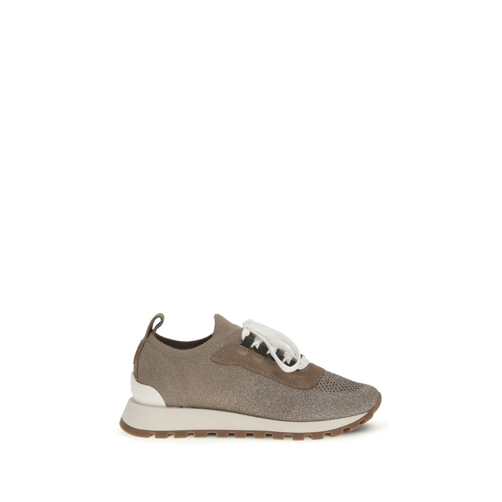 Brunello Cucinelli Beige Cotton Chunky Sneakers Curated Luxury Accessories by Orvyn