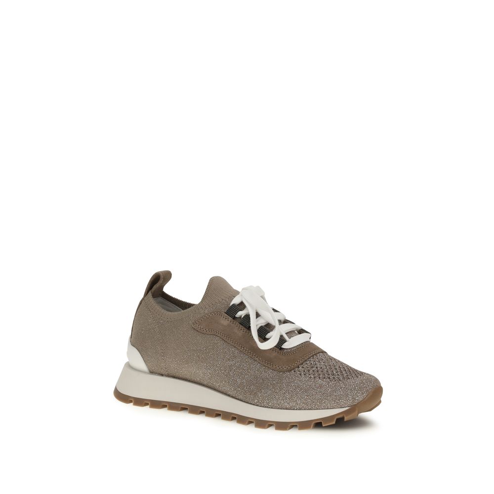 Brunello Cucinelli Beige Cotton Chunky Sneakers Curated Luxury Accessories by Orvyn
