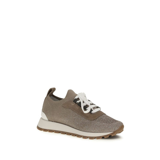 Brunello Cucinelli Beige Cotton Chunky Sneakers Curated Luxury Accessories by Orvyn