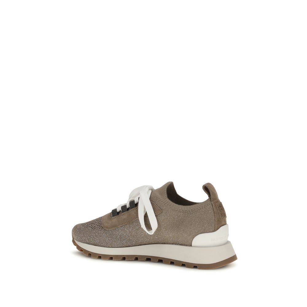 Brunello Cucinelli Beige Cotton Chunky Sneakers Curated Luxury Accessories by Orvyn