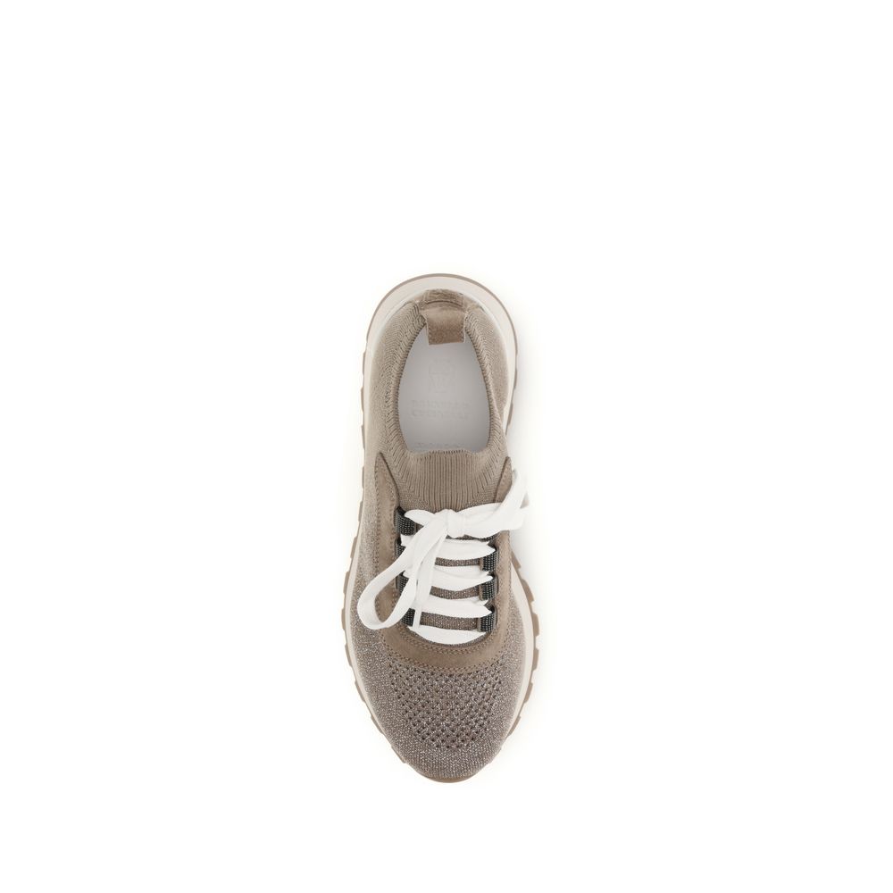 Brunello Cucinelli Beige Cotton Chunky Sneakers Curated Luxury Accessories by Orvyn
