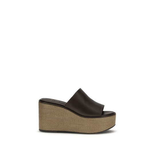 Brunello Cucinelli Brown Calf Leather Bos Taurus Platform Sandals Curated Luxury Accessories by Orvyn