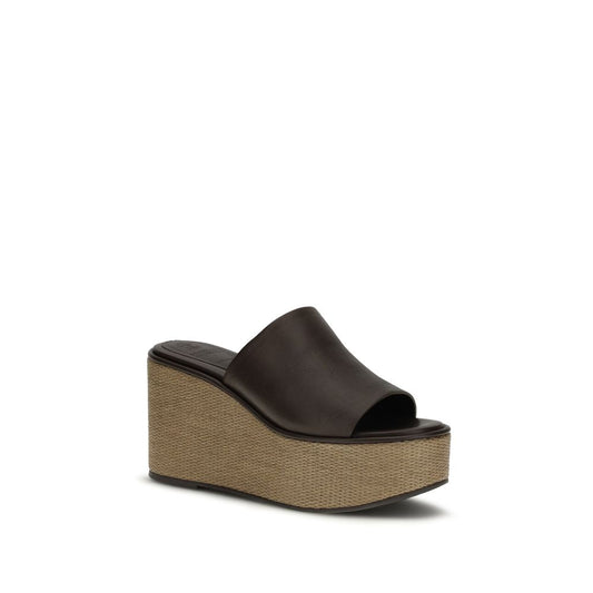 Brunello Cucinelli Brown Calf Leather Bos Taurus Platform Sandals Curated Luxury Accessories by Orvyn