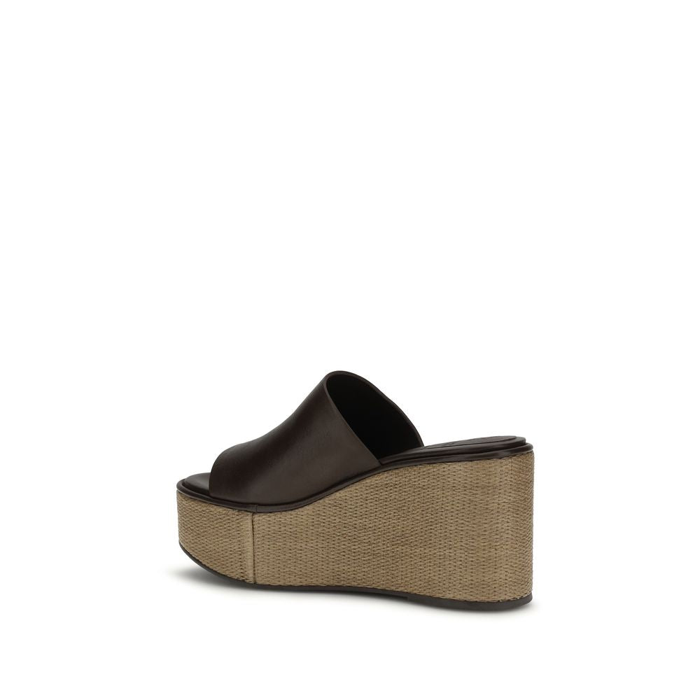 Brunello Cucinelli Brown Calf Leather Bos Taurus Platform Sandals Curated Luxury Accessories by Orvyn