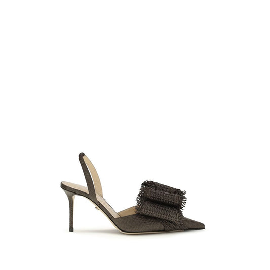 MACH & MACH Brown Raffia Platform Pumps Curated Luxury Accessories by Orvyn